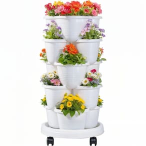 Plantador de jardim vertical VECELO 5 camadas, autoirrigável, branco