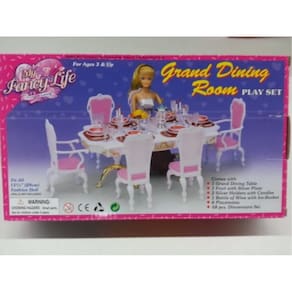 Móveis para bonecas | Acessórios para sala de jantar Barbie Grand