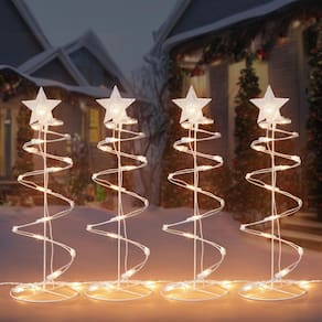 Árvore de Natal iluminada em espiral ao ar livre TIGOMOOV, pacote com 4