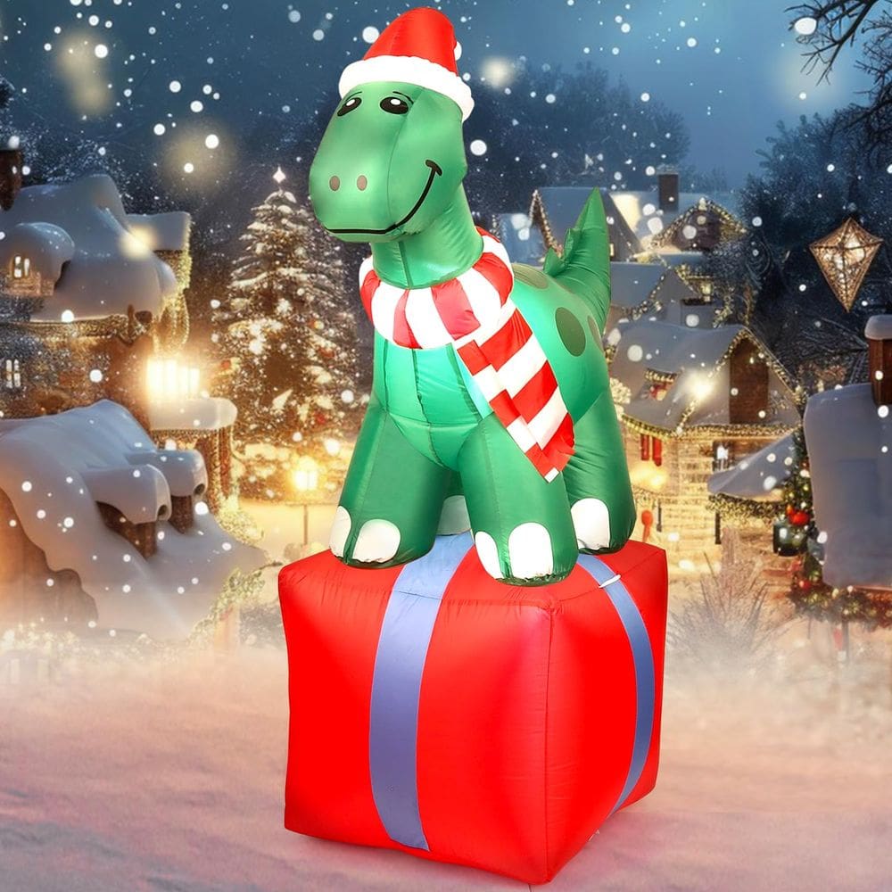 Dinossauro inflável de Natal para decoração ao ar livre de 5 pés AKALOL