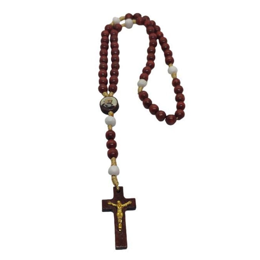 Terço Padre Pio - Marrom E Branco