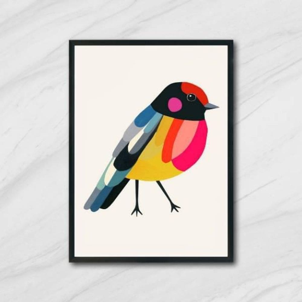 Quadro Passarinho Colorido 24X18Cm
