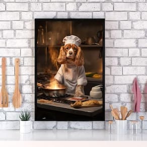 Quadro Para Cozinha Cão Cocker Spaniel`S 45X34Cm - Com Vidro
