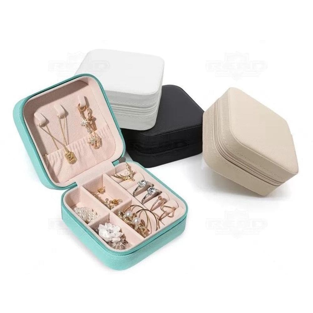 Mini Porta Jóias Maleta 14 Compartimentos Aveludado -Cores