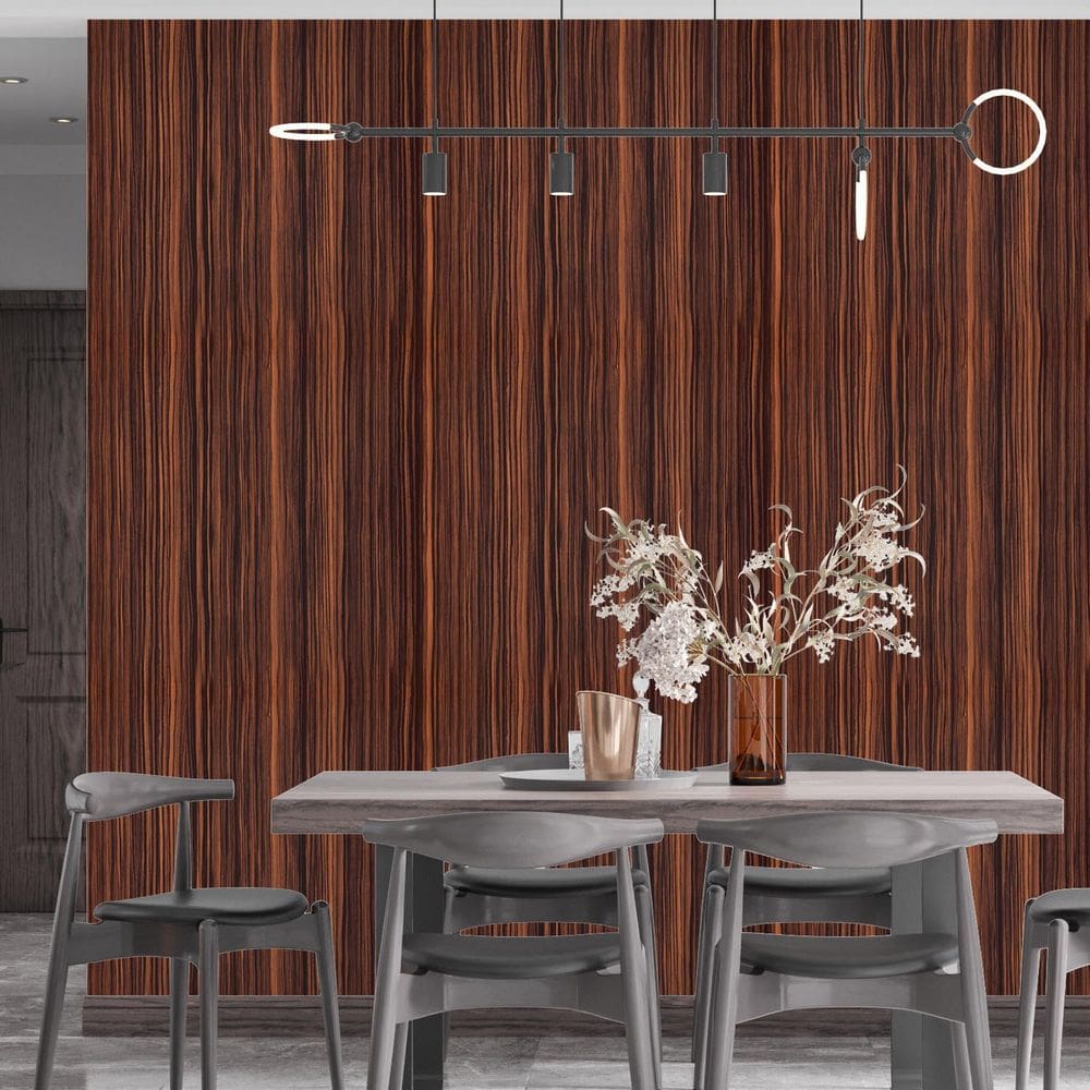 Kit 7 Rolos Papel De Parede Adesivo Madeira Mogno 3,0M