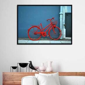 Quadro Fotografia Bicicleta Vermelha 24X18Cm - Com Vidro