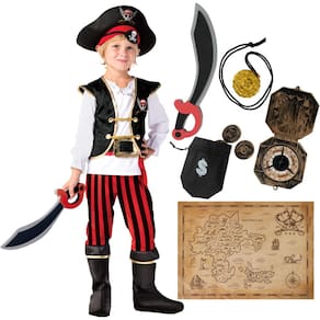 Traje Spooktacular Creations Pirate Red Deluxe para crianças e meninos