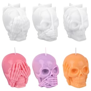 Pacote com 3 moldes de vela Skull Candle Molds HUAKENER 3D