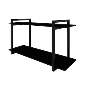 Nicho Decorativo Em Aço Preto e Tampo MDF Imbuia 80 Cm1