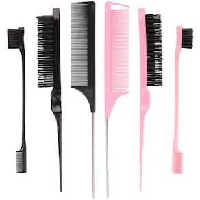 Conjunto de pentes para modelar cabelo EWAGOA, pacote com 6 pentes, escova de cerdas preta/rosa