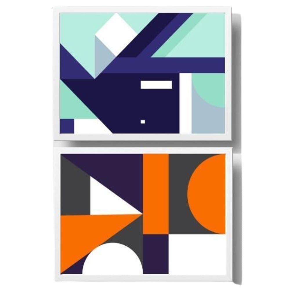 Kit Quadros Modernos Abstratos Coloridos 24X18Cm - 2 Peças