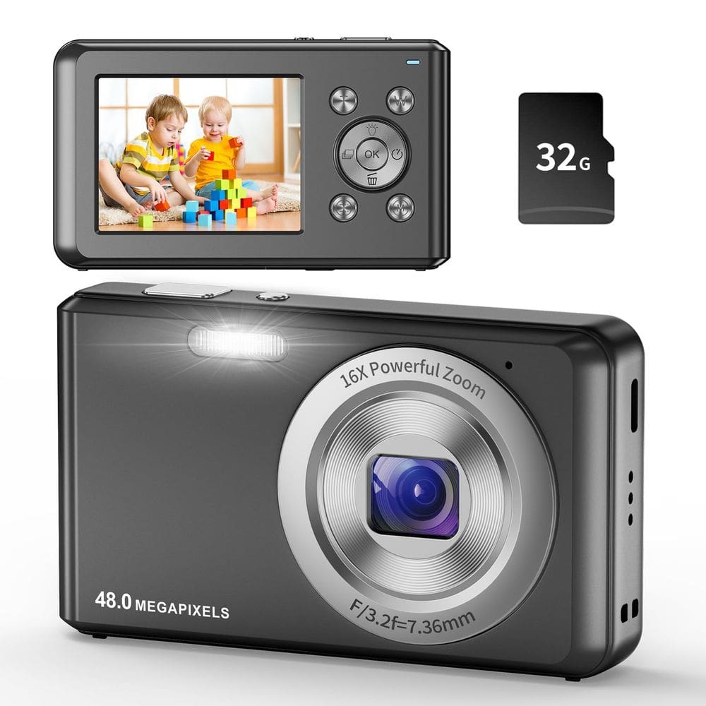Câmera digital Jckkcfug HD 1080P 48MP 2,4 polegadas LCD 16x Zoom