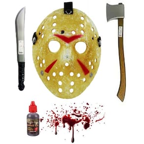 Máscara de Terror com Machado e Facão - Halloween - 25x21cm