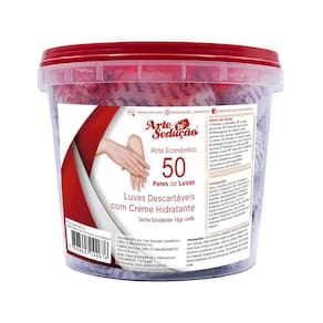 Luvas Com Creme Emoliente Manicure, Arte Sedução, 50 Pares