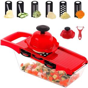 Ralador e Fatiador de Legumes Mandoline 10 em 1 Aço Inox para Cozinha Profissional
