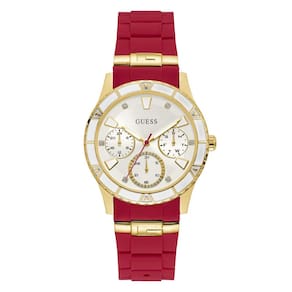 Relógio GUESS Gold-Tone + Iconic Red Silicone U1157L2 para mulheres