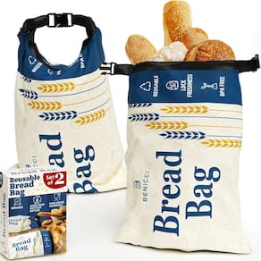 Sacos de pão Benicci reutilizáveis, pacote com 2 unidades, extra grandes, de qualidade alimentar
