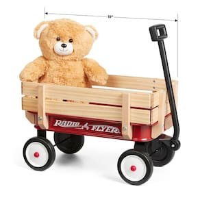 Folheto de rádio Toy Wagon My 1st Steel & Wood com ursinho de pelúcia para crianças