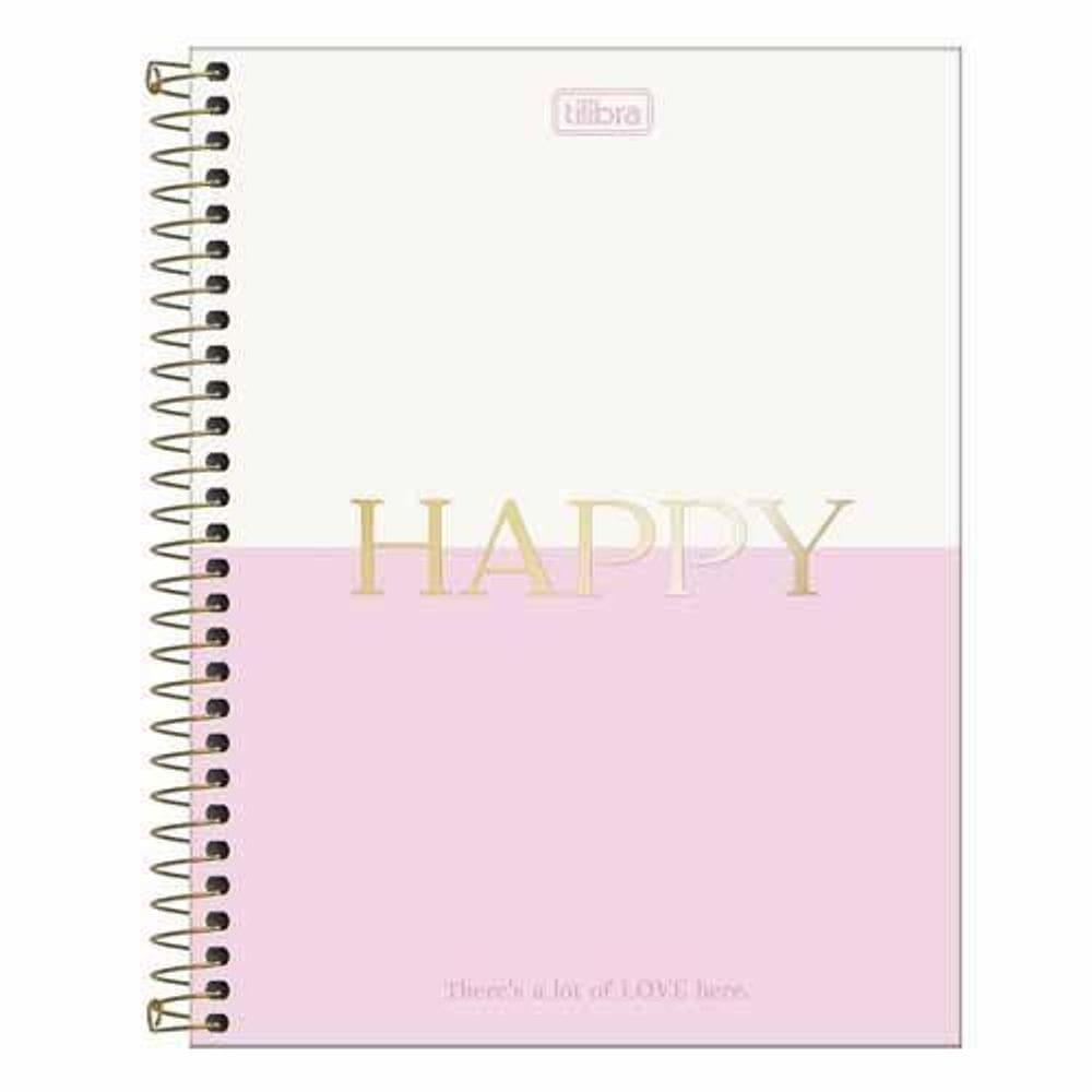 Caderno Espiral Capa Dura Colegial 10 Matérias Happy 160 Folhas Tilibra 8182