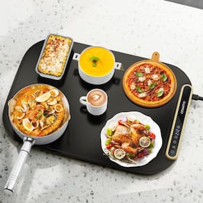 Tapete de aquecimento de alimentos, bandeja de aquecimento elétrico, conjunto de silicone de 7 temperaturas