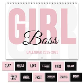 Calendário de parede GuassLee 2025 Girl Boss 18 meses 11x14 pol