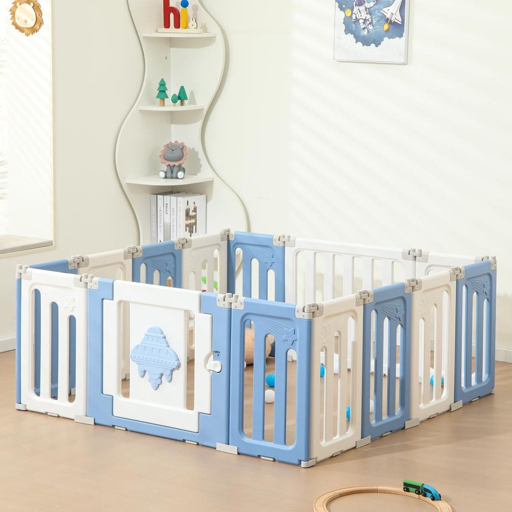 Caneta Baby Play IFLETH de 14 painéis dobrável azul OVNI