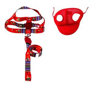 Kit Boné E Coleira Peitoral Para Cães E Gatos Nº6 - Vermelho