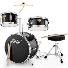 Conjunto de bateria Eastar 14" para crianças iniciantes, 3 peças, todo preto
