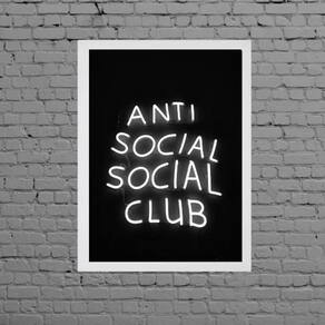 Quadro Anti Social Social Club 24X18Cm Moldura Branca