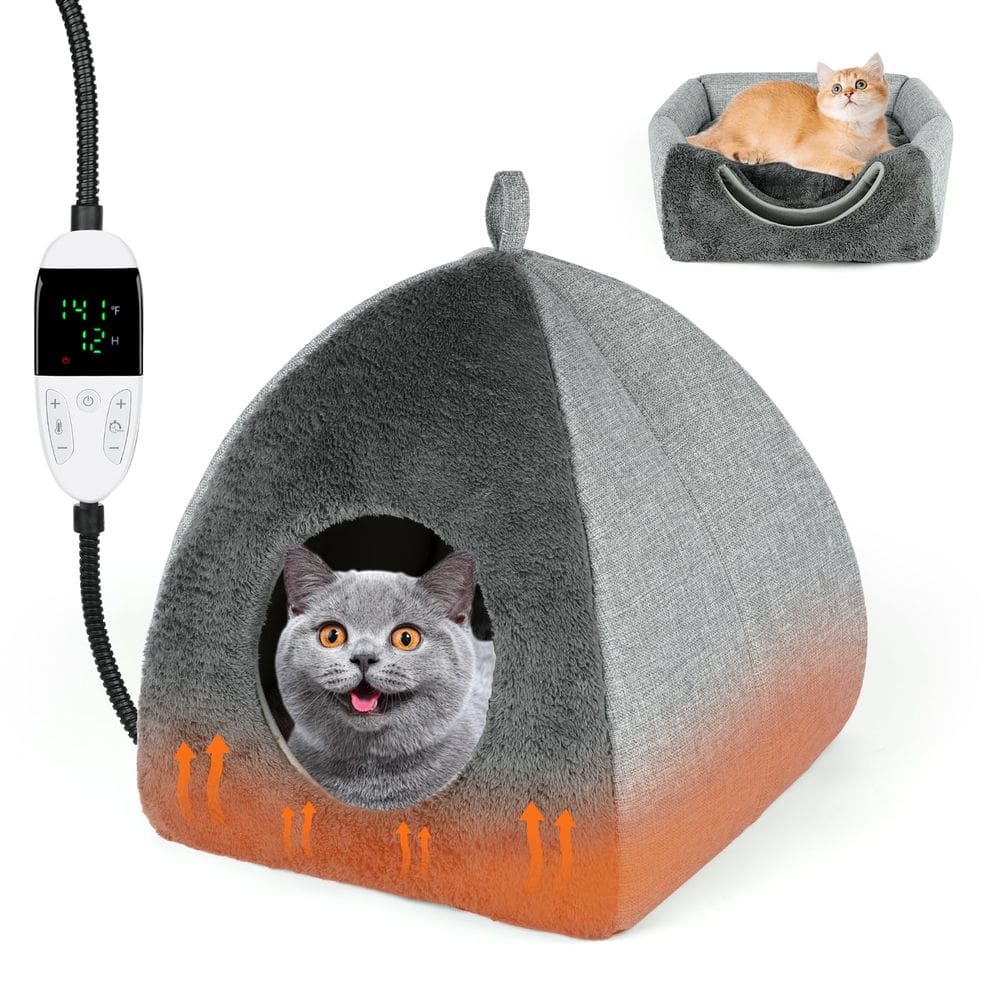 Cama de gato aquecida Cave Rypet com temporizador de temperatura ajustável