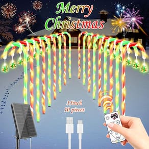Christmas Candy Cane Lights Toyot Solar, pacote com 10 cm