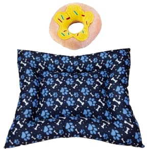 Kit Almofadão E Pelúcia Para Cães E Gatos - Azul