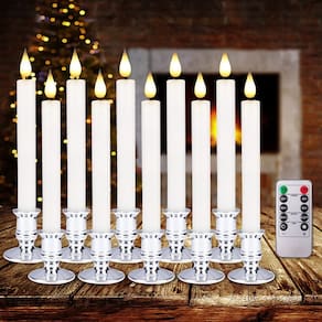 Velas de janela sem chama Bociks com temporizador remoto, 10 unidades de LED