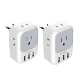 Adaptador de tomada de viagem TESSAN US para a Europa com 4 tomadas AC, 3 USB