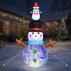 Boneco de neve inflável de Natal Covfirst 150cm com pinguim e lig