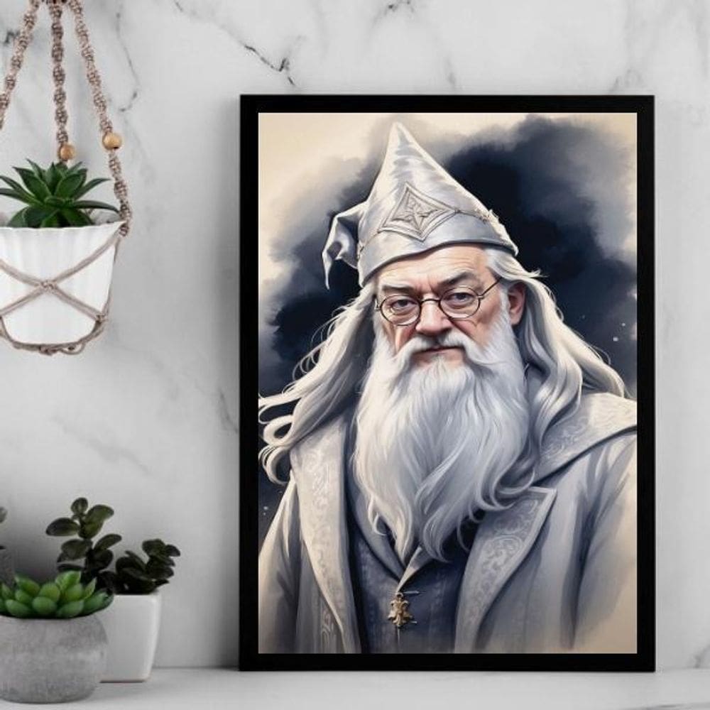 Quadro Decorativo Bruxo Dumbledore 45X34Cm - Com Vidro