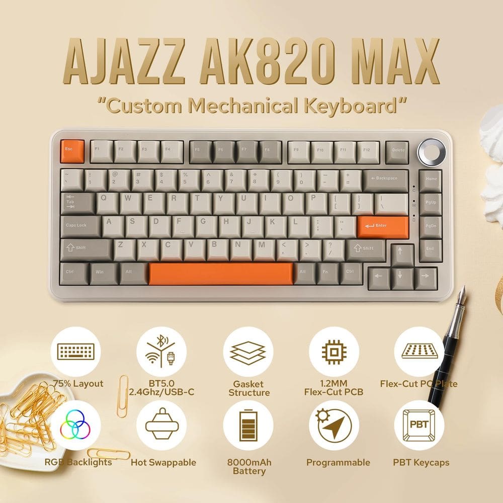 Teclado mecânico MechLands AJAZZ AK820 MAX | Casas Bahia