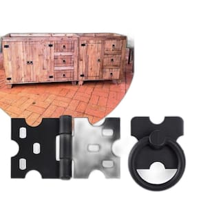 Kit 14 Dobradiças + 6 Puxadores Argola Rustico Pz-1063
