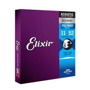 Cordas de guitarra acústica Elixir 80/20 Bronze com revestimento POLYWEB