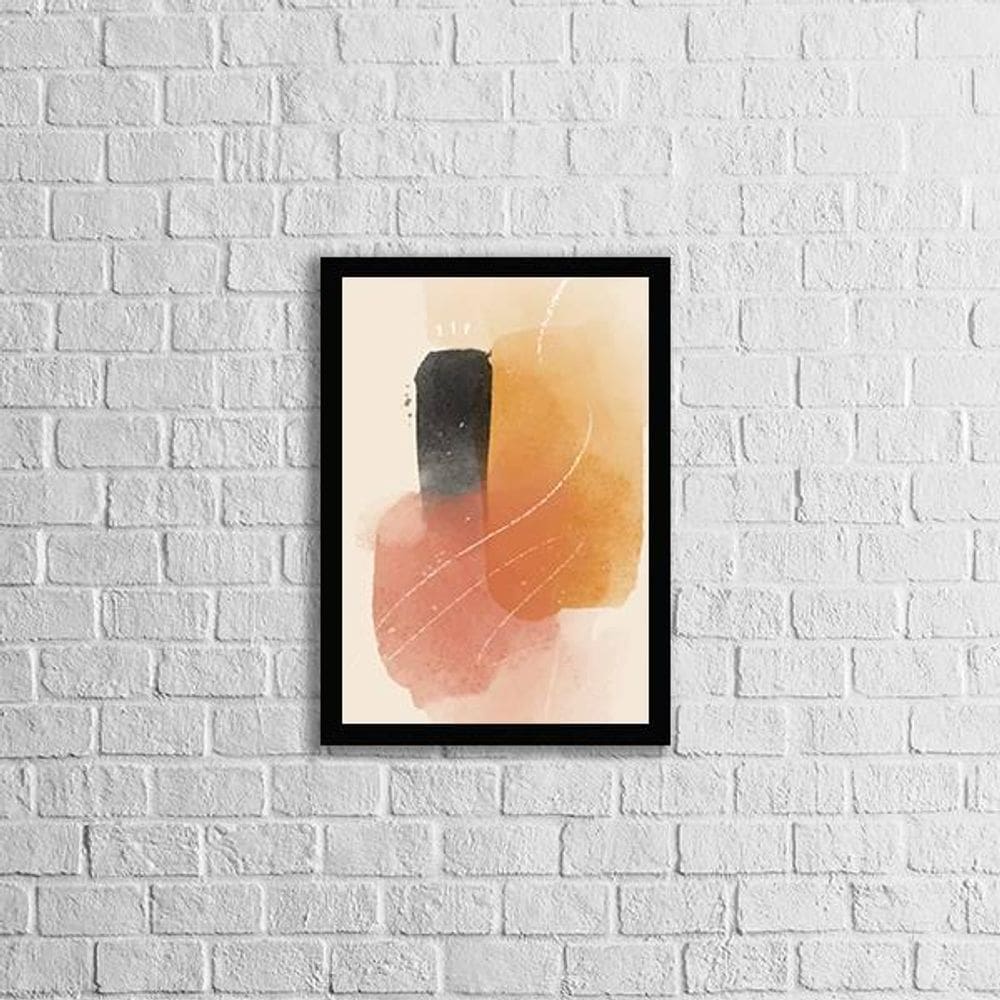 Quadro Abstrato Marrom E Preto Iii 45X34Cm Com Vidro Preta