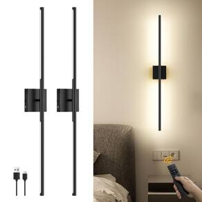 Arandela de parede LED Likelgn 35, conjunto regulável de 2 com controle remoto preto