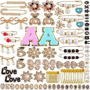 Alfinetes de segurança Sock Charms, 100 unidades de broches, strass dourado