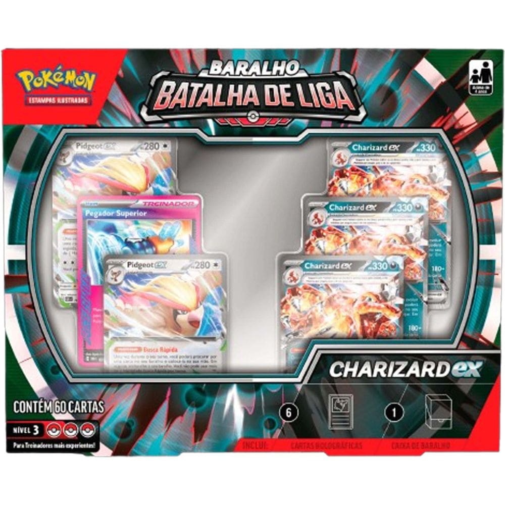 Pokemon Deck de Batalha de Liga TCG Charizard Ex - 003 Copag 60 Cartas