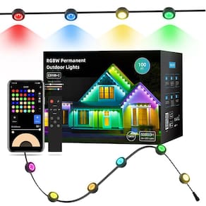 Luzes externas APPECK Permanent 100 pés com 72 LEDs RGBW