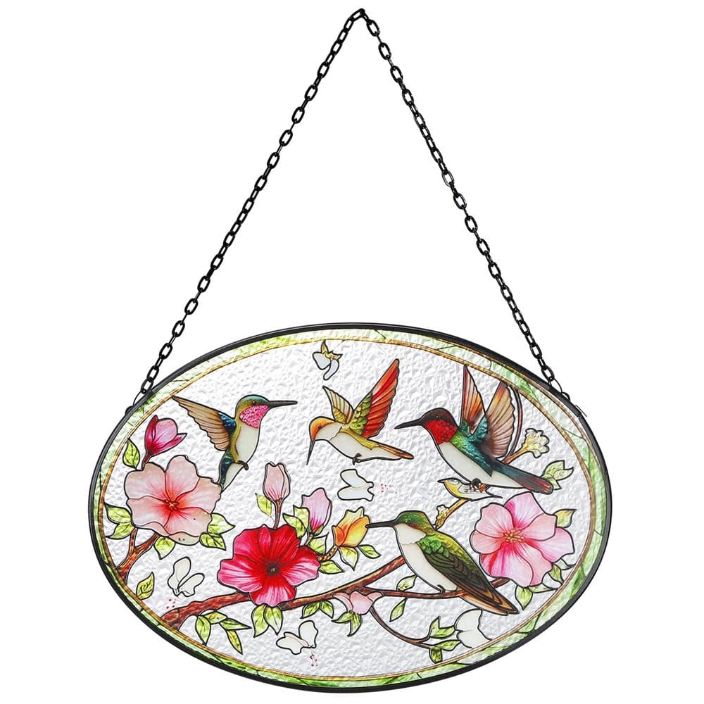 Beija-flor pendurado em vitral 17 x 24 cm