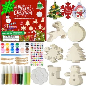 Enfeites de Natal de madeira Golabarell Paint Your Own 60 unidades