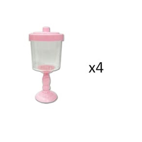 Kit 4 Baleiros Decorativos Rosa Com Suporte 26X11Cm