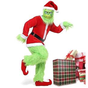 Traje de Natal Maooye Furry Papai Noel para homens e adultos