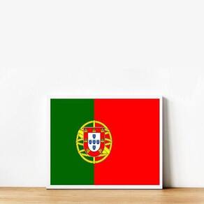 Quadro Decorativo Bandeira Portugal 24X18 Com Vidro - Branca