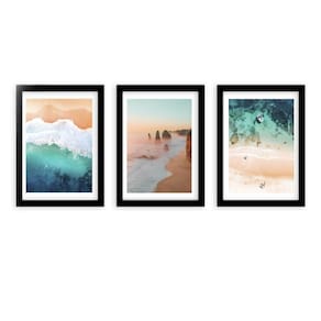 Kit 3 Quadros Decorativos Com Moldura Mar Paisagem Montanha